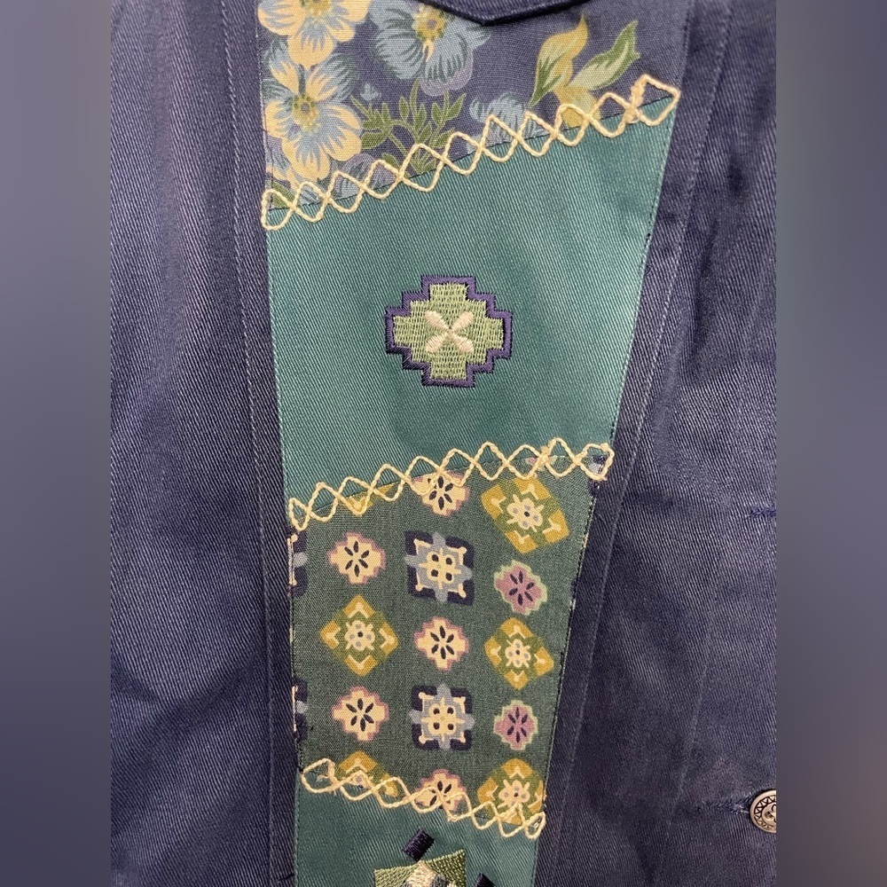 Vintage Susan Bristol 100% Cotton Patchwork Floral Geometric Vest - Picture 3 of 6